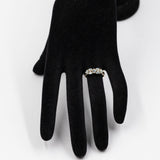 Anello vintage in oro giallo 9k con tormaline azzurre e diamanti
