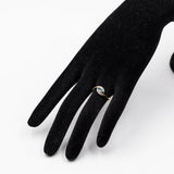 Anello vintage in oro giallo 9k con spinello azzurro e diamanti