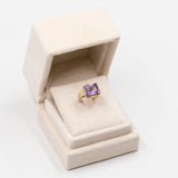 Anello vintage da cocktail in oro giallo 8k e ametista