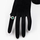 Anello vintage in oro bianco 18k con smeraldo (0,40ct) e diamanti (0,60ctw), anni '70