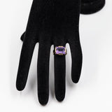 Anello vintage da cocktail in oro giallo 8k e ametista
