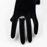 Anello vintage in oro bianco 9k con tanzaniti (0,50ctw) e diamanti (0,08ctw)