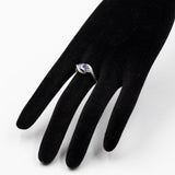 Anello vintage in oro bianco 9k con tanzaniti (0,50ctw) e diamanti (0,08ctw)