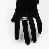 Anello in oro giallo 9k con ioliti e diamanti