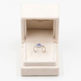 Anello vintage in oro bianco 9k con tanzaniti (0,50ctw) e diamanti (0,08ctw)
