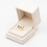 Anello vintage in oro giallo 18k con zaffiro e diamanti , anni '70