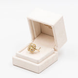 Anello vintage in oro 14k con quarzi e zirconi, anni '70