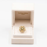 Anello vintage in oro 14k con quarzi e zirconi, anni '70