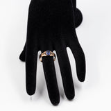 Anello vintage in oro giallo 14k con zaffiro blu sintetico, anni '50