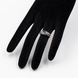 Anello vintage in oro bianco 9k con tanzanite e diamanti