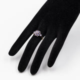 Anello vintage in oro giallo 9k con tanzaniti (1,20ct) e diamanti