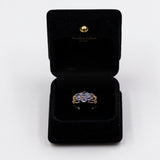 Anello vintage in oro giallo 9K con tanzaniti e diamanti, 1999