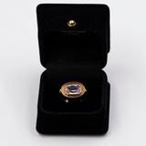 Anello vintage in oro giallo 14K e spinello rosa sintetico, anni '70