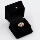 Anello vintage in oro giallo 14K e spinello rosa sintetico, anni '70