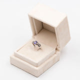 Anello vintage in oro bianco 9k con tanzanite e diamanti