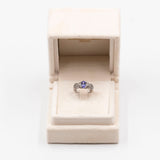 Anello vintage in oro bianco 9k con tanzanite e diamanti