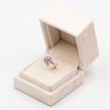 Anello vintage in oro giallo 9k con tanzaniti (1,20ct) e diamanti
