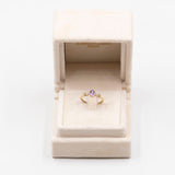 Anello vintage in oro giallo 9k con ametista e diamanti