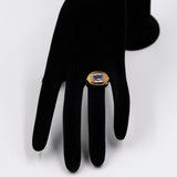 Anello vintage in oro giallo 14K e spinello rosa sintetico, anni '70