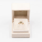 Anello vintage in oro 9k con apatite gialla (1,5ct) e zaffiri bianchi