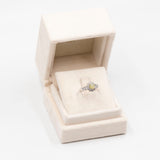 Anello vintage a margherita in platino con crisoberillo occhio di gatto (0,97ct) e diamanti (0,64ctw)