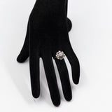 Anello vintage in oro bianco 14k con diamante centrale di 0,50ct e contorno di diamanti (0,24ctw), anni '70