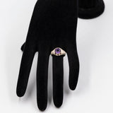 Anello vintage da cocktail in oro giallo 8k con ametista