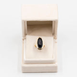 Anello da cocktail vintage in oro giallo 8K con onice, anni '70