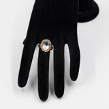 Anello vintage in oro giallo 14k con acquamarina (5,50ct), anni '70