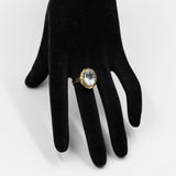 Anello vintage in oro giallo 14k con acquamarina (5,50ct), anni '70