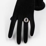 Anello vintage a margherita in oro giallo e bianco 14k con zaffiro (1,50ct) e diamanti (0,70ctw), anni '70