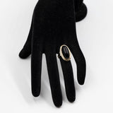 Anello da cocktail vintage in oro giallo 8K con onice, anni '70