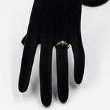 Anello a fiore vintage in oro giallo 9K con zaffiri e diamante