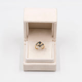 Anello vintage in oro 14K con zaffiri e diamanti, anni '70