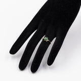 Anello vintage a fiore in oro giallo 9K con smeraldi (0.20ctw ca.)