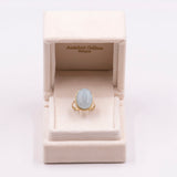 Anello vintage in oro giallo 8k con acquamarina milk cabochon, anni '70