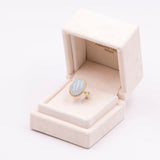 Anello vintage in oro giallo 8k con acquamarina milk cabochon, anni '70