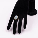 Anello vintage in oro giallo 8k con acquamarina milk cabochon, anni '70
