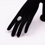 Anello vintage in oro giallo 8k con acquamarina milk cabochon, anni '70