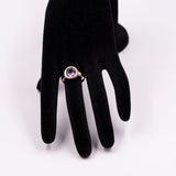 Anello vintage in oro giallo 18k con ametista, anni '70
