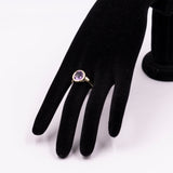 Anello vintage in oro giallo 18k con ametista, anni '70