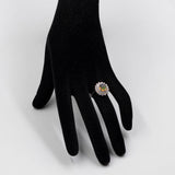 Anello vintage in platino 900 con opale di 1,97ct e diamanti per un totale di 1,08ct