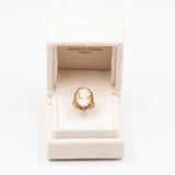 Anello vintage in oro giallo 8k con cammeo su conchiglia, anni '60