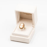 Anello vintage in oro giallo 8k con cammeo su conchiglia, anni '60
