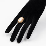 Anello vintage in oro giallo 8k con cammeo su conchiglia, anni '60