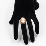 Anello vintage in oro giallo 8k con cammeo su conchiglia, anni '60