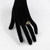 Anello vintage in oro giallo 14k con zaffiro (0,75ct) e diamanti (0,15ctw), anni '70