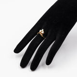 Anello vintage in oro giallo 14k con opali e diamanti, anni '70