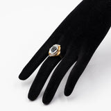 Anello vintage in oro giallo 14k con acquamarina (5,5ct) e diamanti, anni '70