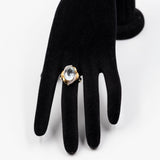 Anello vintage in oro giallo 14k con acquamarina (5,5ct) e diamanti, anni '70